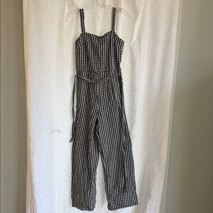Mi Ami Black and White Gingham Tie-Waist Jumpsuit